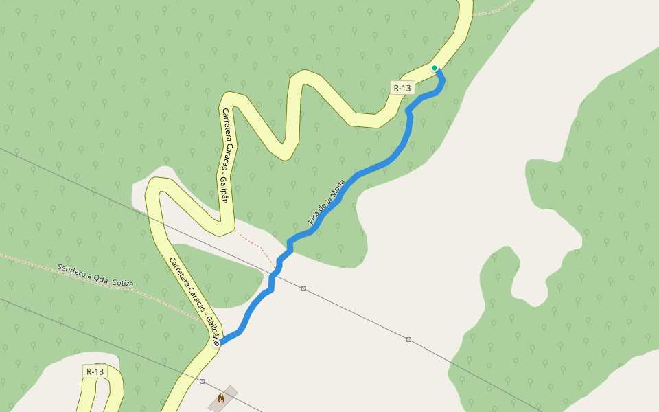 Pica de la Mona walking route map in Caracas