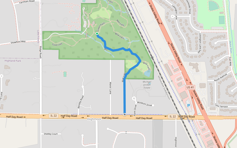 Heller Nature Center Trail walking route map in Highland Park