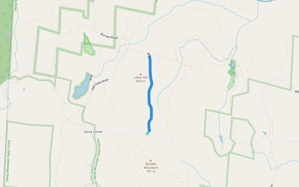Lewis Hill Trail walking route map in Savoy