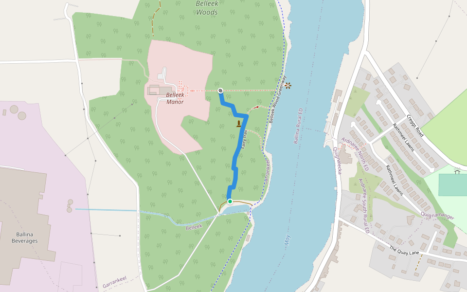 Fairy trail walking route map in Ballina