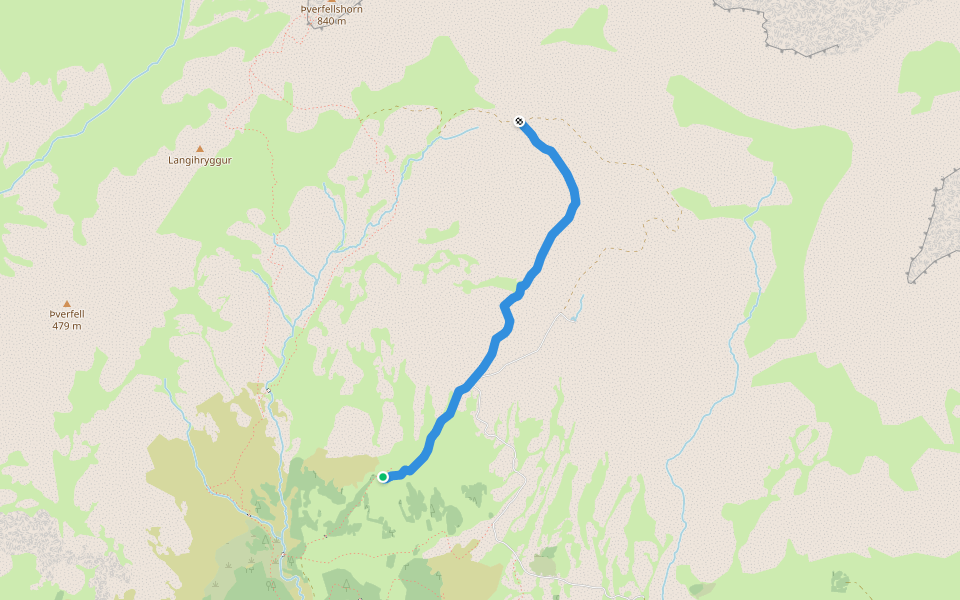 Rauðhóll - Sauðagil walking route map in Reykjavík