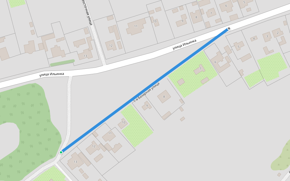 1-я Базарная улица walking route map in Algasovo