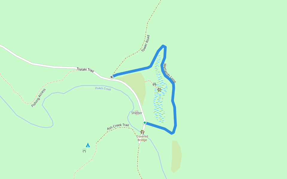 Wetlands Loop walking route map in Helen