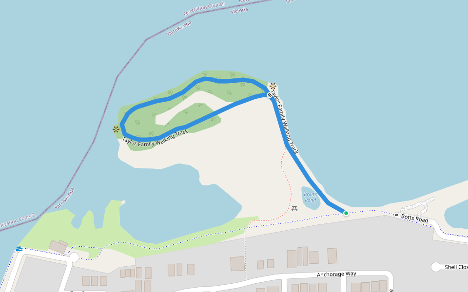 Taylor Family Walking Track walking route map in Yarrawonga