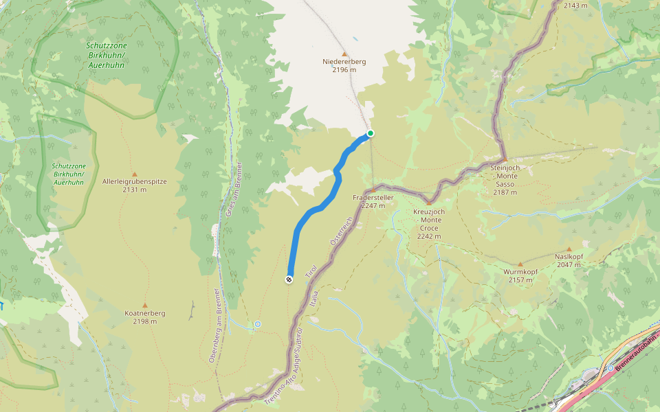 Tiroler Höhenweg - Variante walking route map in Obernberg am Brenner