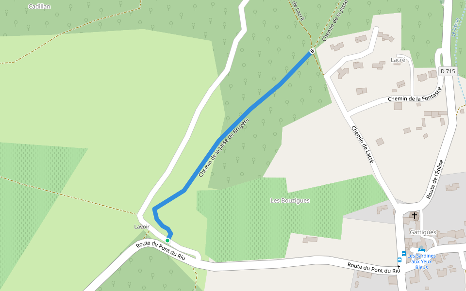 Chemin de la Jasse de Bruyère walking route map in Aigaliers