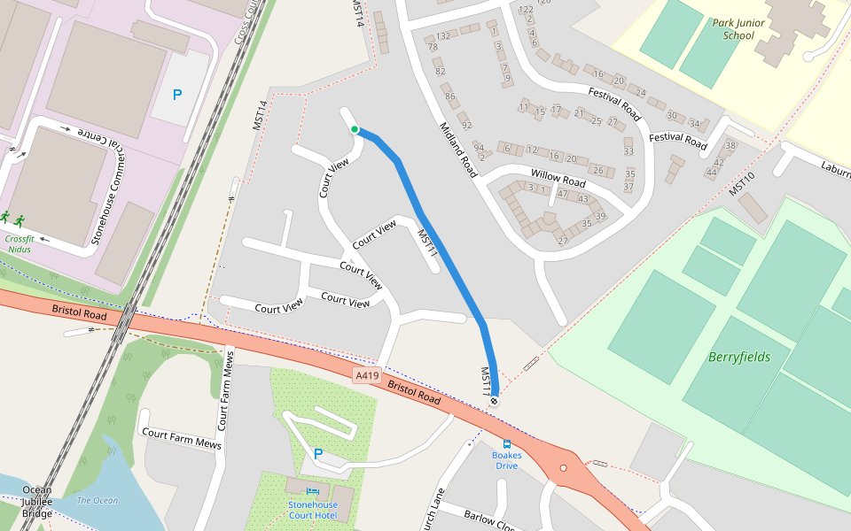 MST11 walking route map in Stonehouse
