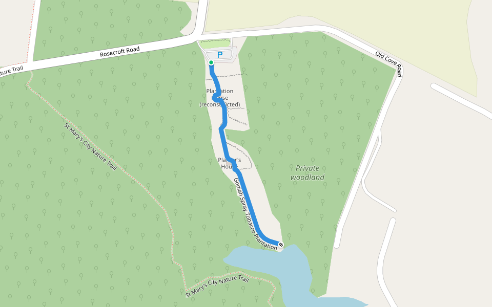 Godiah Spray Tobacco Plantation walking route map in Lexington Park