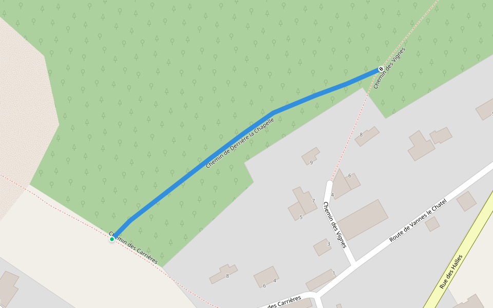 Chemin de Derrière la Chapelle walking route map in Pagny-la-Blanche-Côté