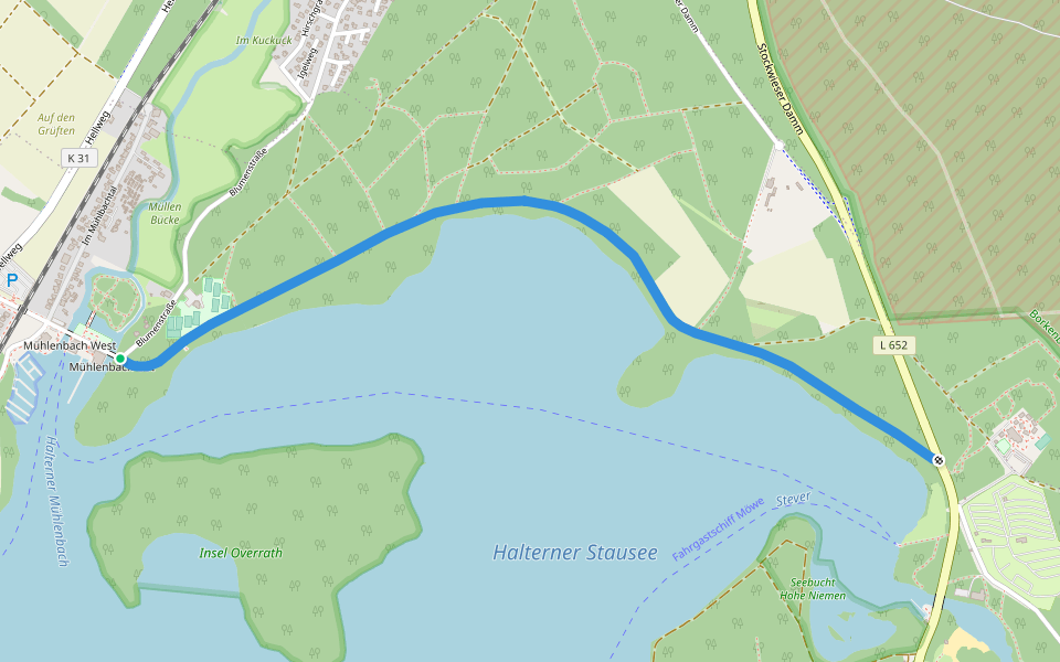 Carl-Homann-Weg walking route map in Haltern am See