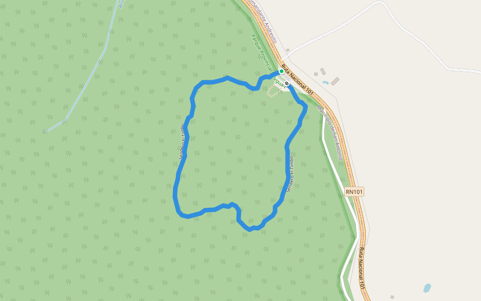 Sendero El Timbo walking route map in Deseado