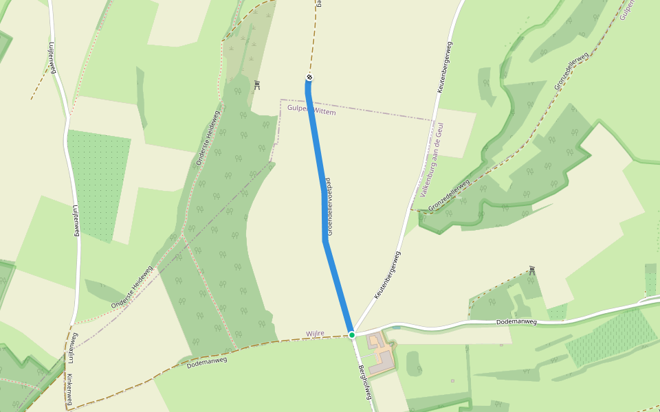 Groendellervoetpad walking route map in Wijlre