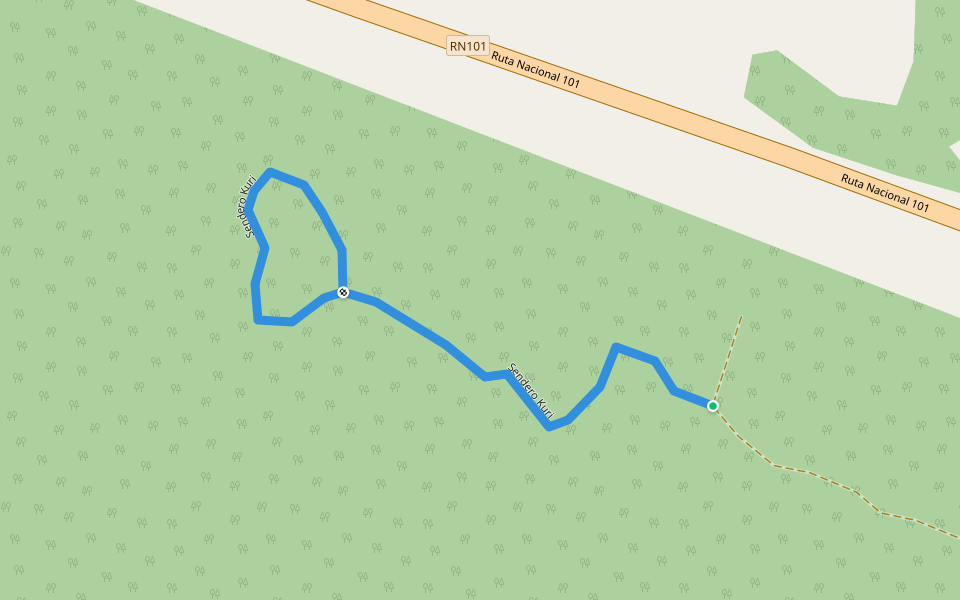 Sendero Kuri walking route map in San Antonio