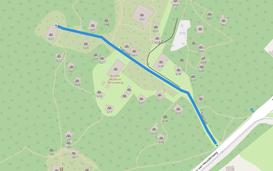 Tigerpad walking route map in West-Terschelling
