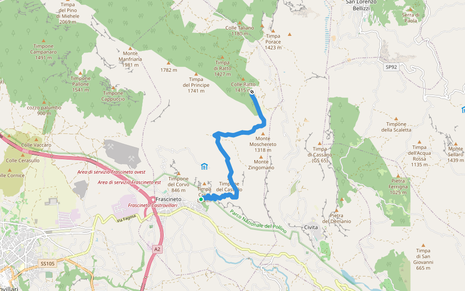cai 926 walking route map in Frascineto