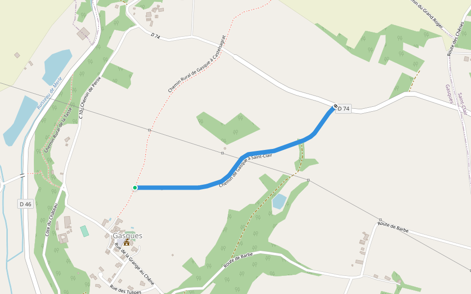 Chemin de Gasque à Saint-Clair walking route map in Gasques