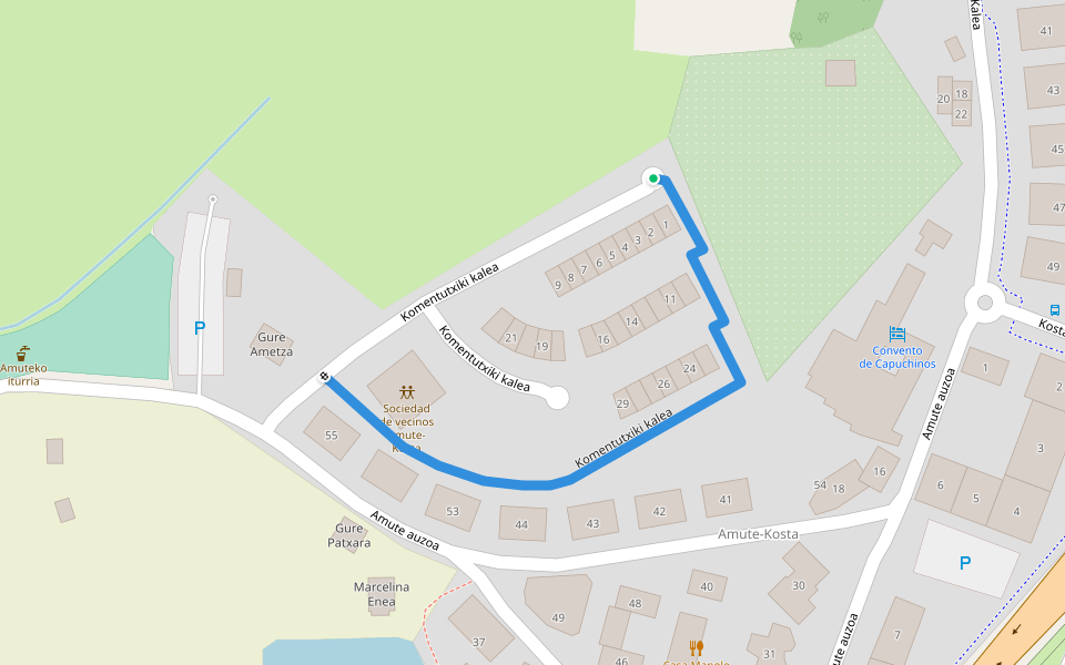 Komentutxiki kalea walking route map in Hondarribia