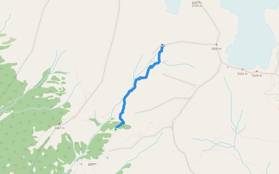 Guli glacier path walking route map in Mazeri