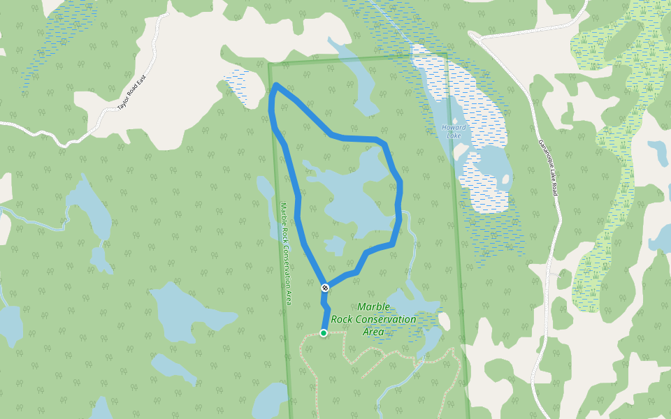 Marble Rock CA North Loop walking route map in Gananoque