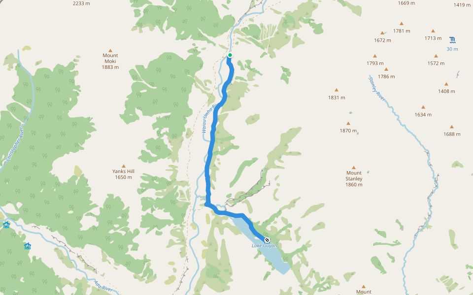 Moki Track walking route map in Saint James Range