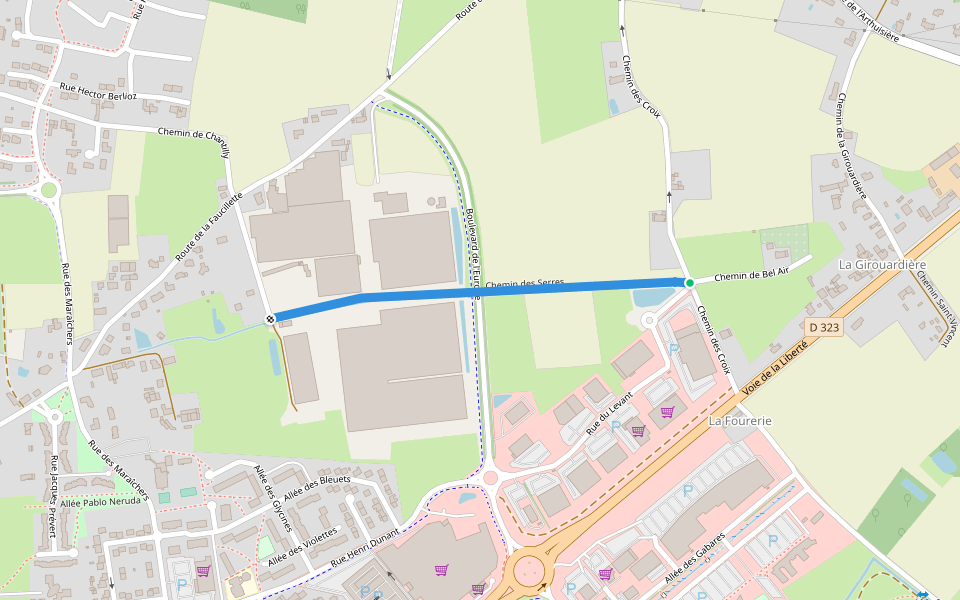 Chemin des Serres walking route map in La Flèche