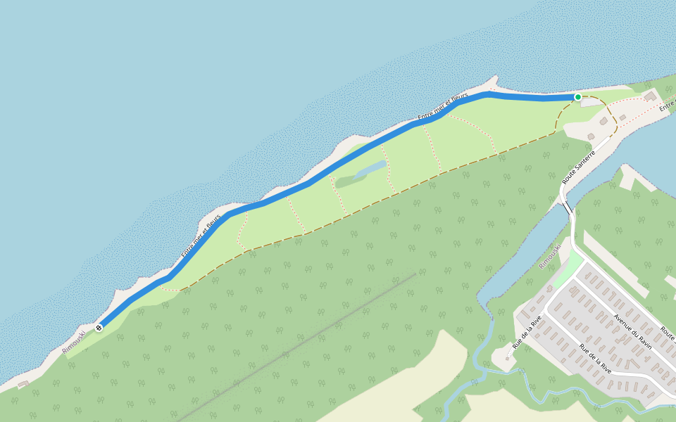 Entre mer et fleurs walking route map in Rimouski