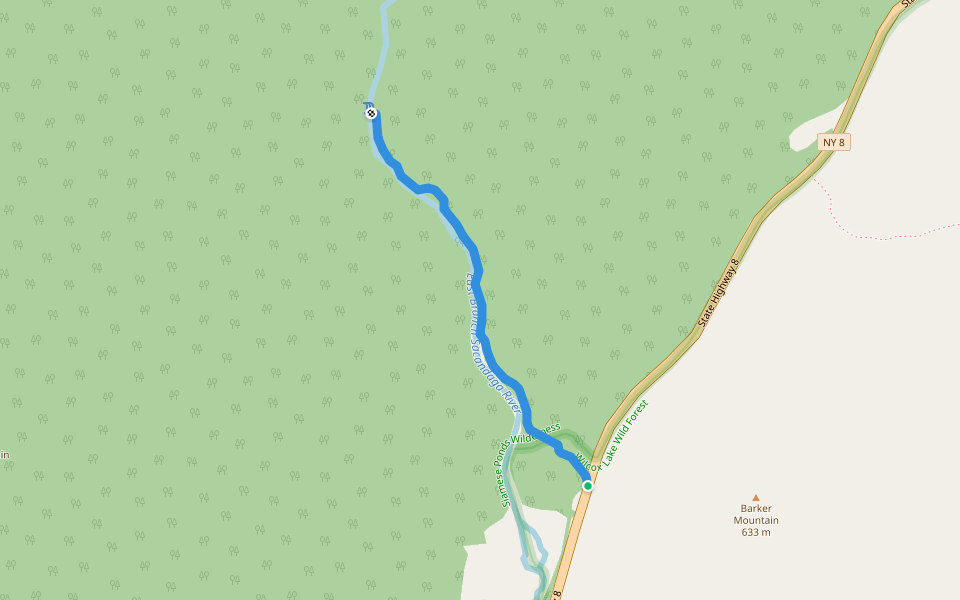 East branch gorge trail walking route map in Johnsburg