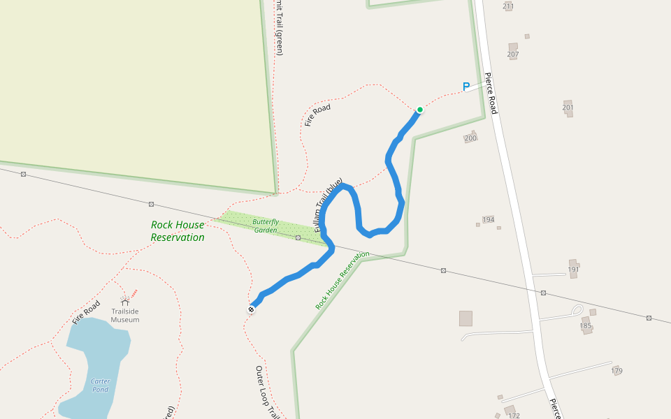 Fullam Trail (blue) walking route map in West Brookfield