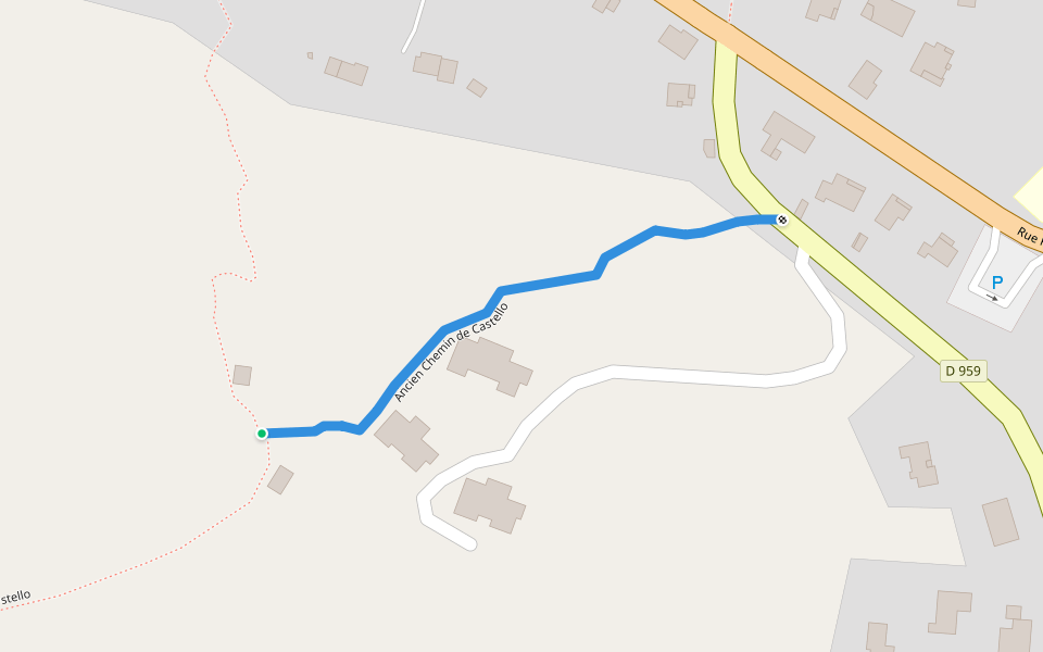 Ancien Chemin de Castello walking route map in Sotta