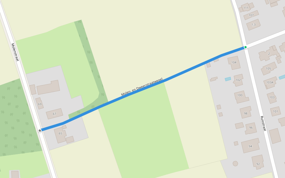Molen- en Dweerstraatwegel walking route map in Temse