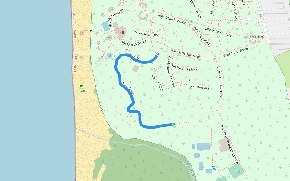 Viale Gold walking route map in Donoratico