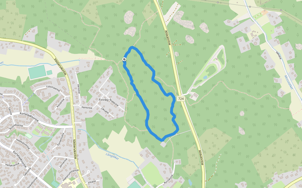 Aurinkorundi walking route map in Överjeppo