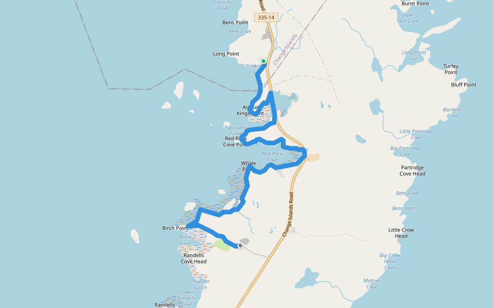 Shoreline Trail walking route map in Change Island