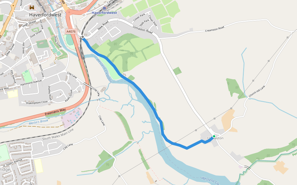 Fortune's Frolic walking route map in Uzmaston