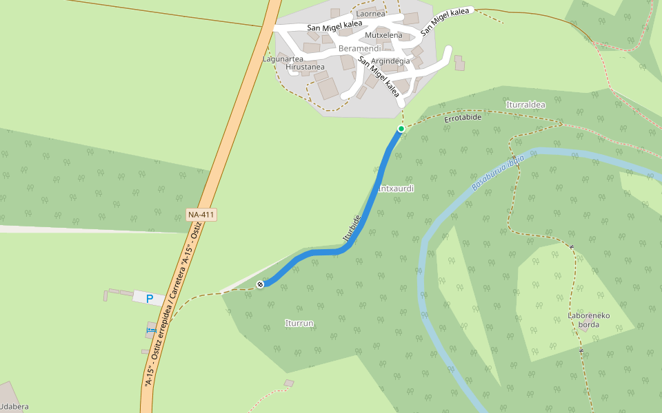 Iturbide walking route map in Beramendi