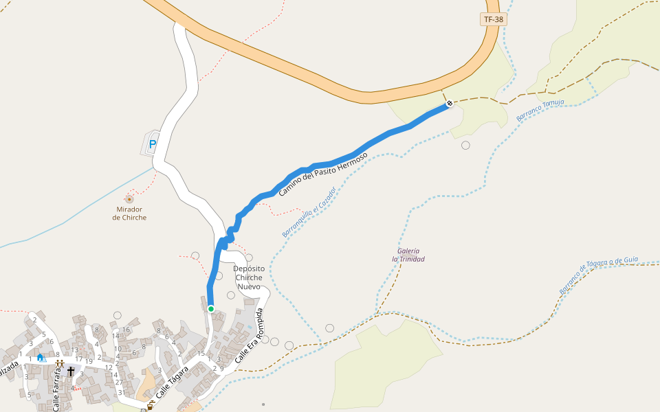 Camino del Pasito Hermoso walking route map in Chirche