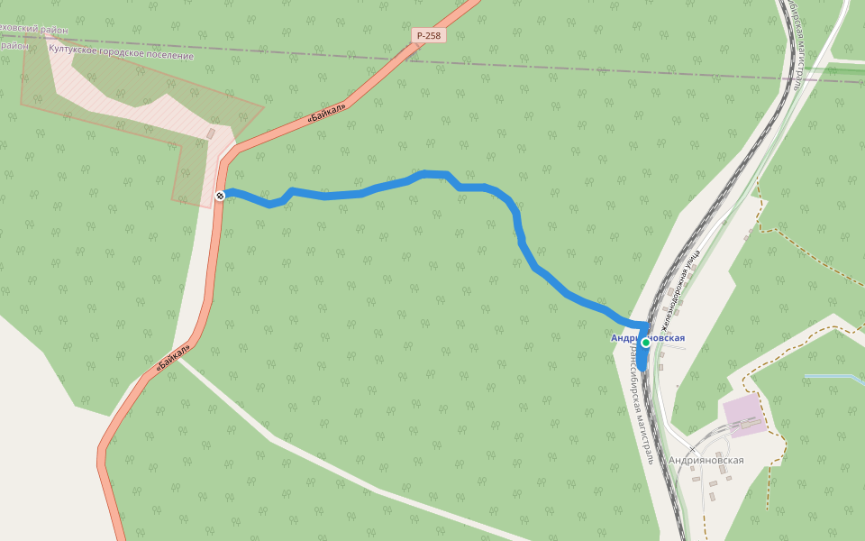 Андриановская-М55 walking route map in Андриановская (слюдянский)