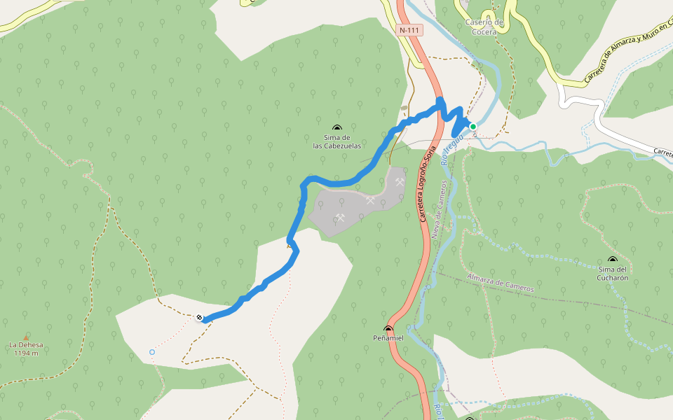 Vía Romana Tramo 2 Torrecillla-Ortigosa walking route map in Nieva de Cameros