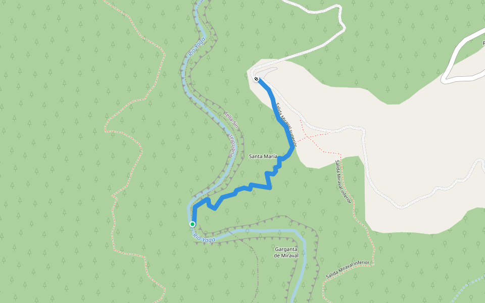 Salida Miraval superior walking route map in Puértolas