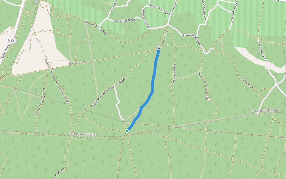 Chemin de la Grand Plane walking route map in La Bastide-d'Engras