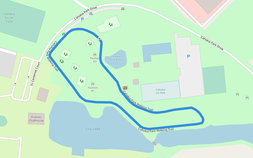 Cahokia Park Walking Trail walking route map in Sauget
