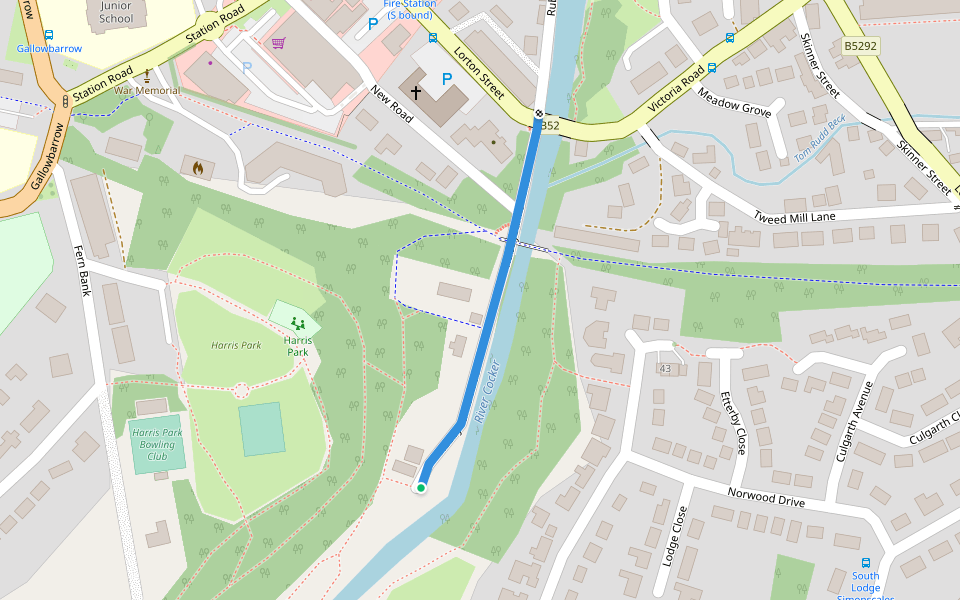 Rubbybanks Road walking route map in Cockermouth