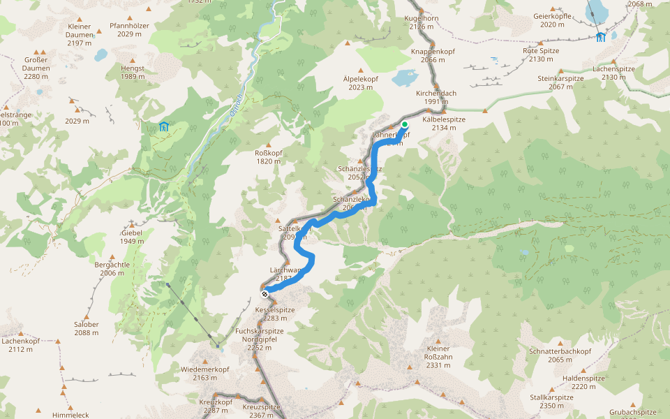 Jubiläumsweg/via Alpina walking route map in Vorderhornbach