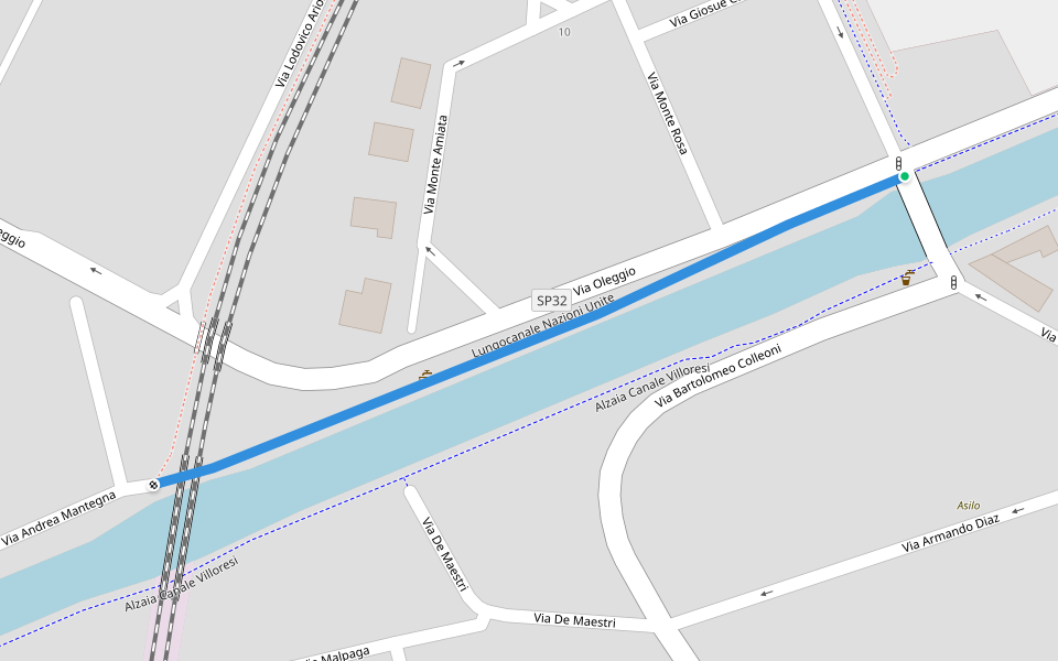 Lungocanale Nazioni Unite walking route map in Castano Primo