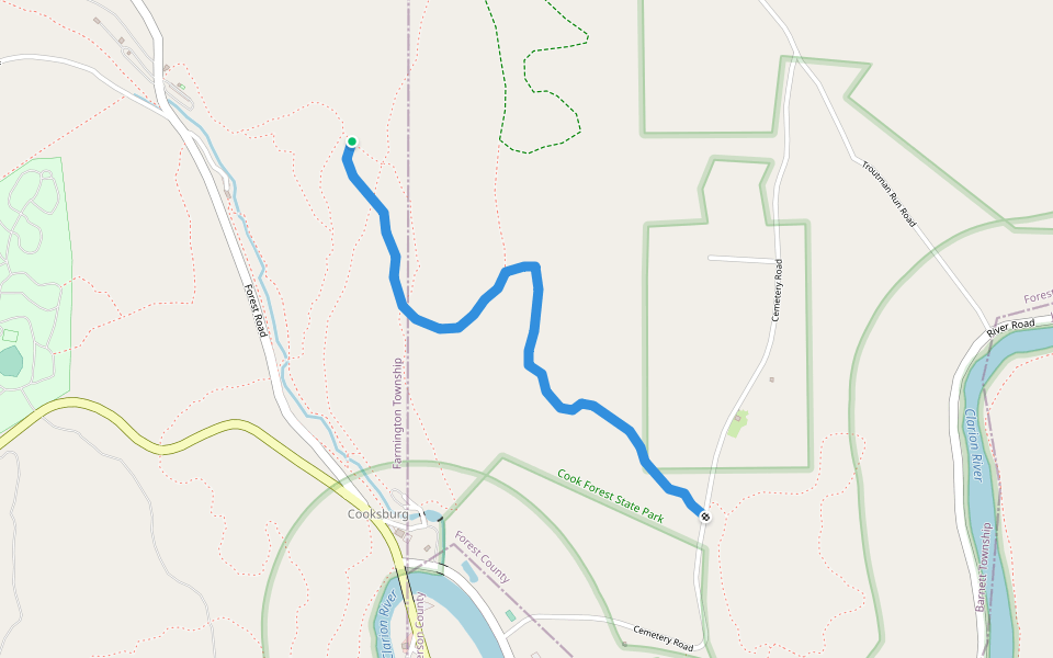Joyce Kilmer Trail walking route map in Cooksburg