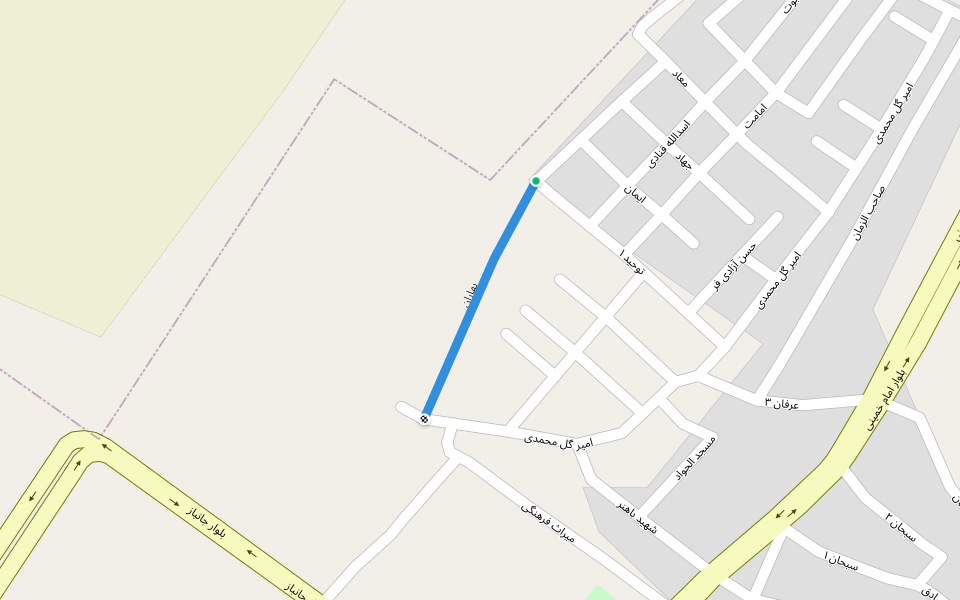 بهاران walking route map in Pakdasht