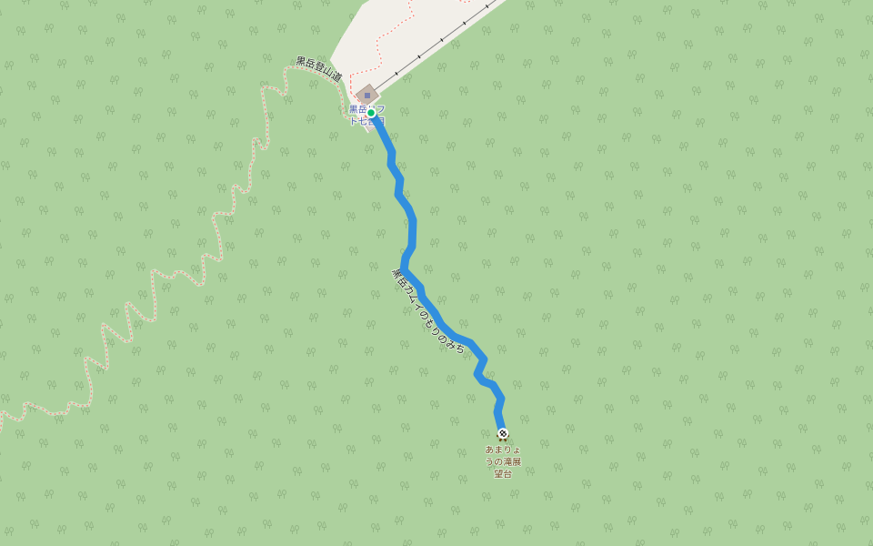 黒岳カムイのもりのみち walking route map in Kamikawa
