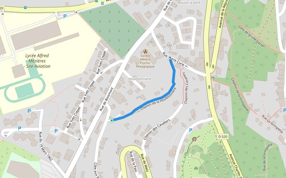 Chemin de la Houblonnière walking route map in Longwy