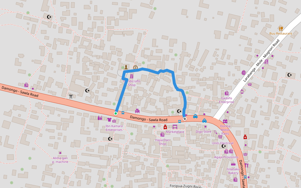 Yirikpani-Tugbini Route walking route map in Wambong