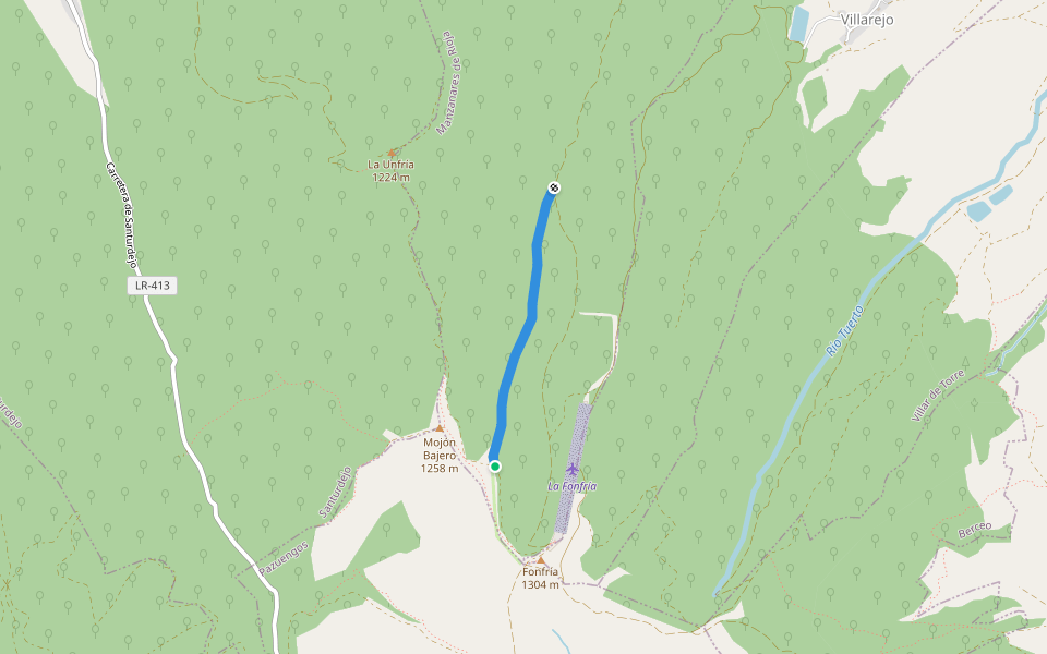 Sendero del cortafuegos walking route map in Villarejo